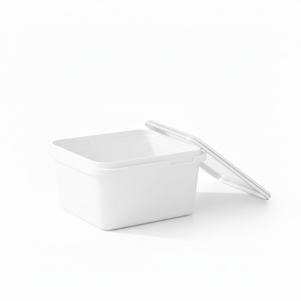 IML Square Tub with Lid 1000ml White