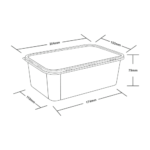 Rectangular 1500 ml Food Container Dimensions