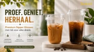 Plastic Sipper Bekers voor Bubble Tea, Milkshakes en IJskoffie