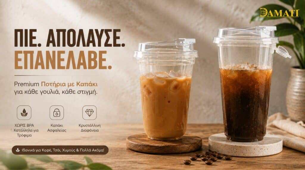 Πλαστικά Ποτήρια Sipper για Bubble Tea, Milkshakes και Παγωμένο Καφέ