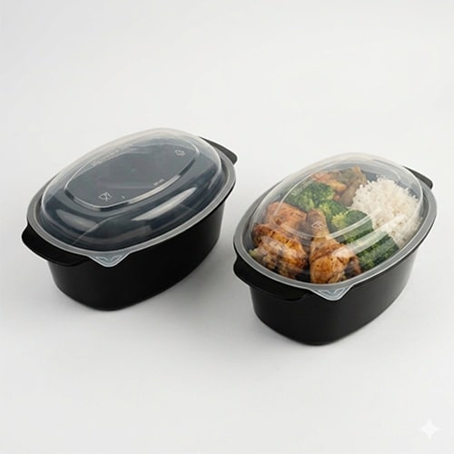 Cherry Series 1250 ml Oval PP Plastic Food Container - Damati