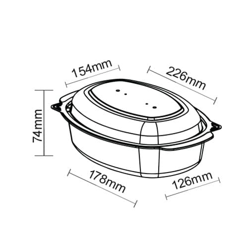 Cherry Series Food Container 950 ml Dimensions - Damati